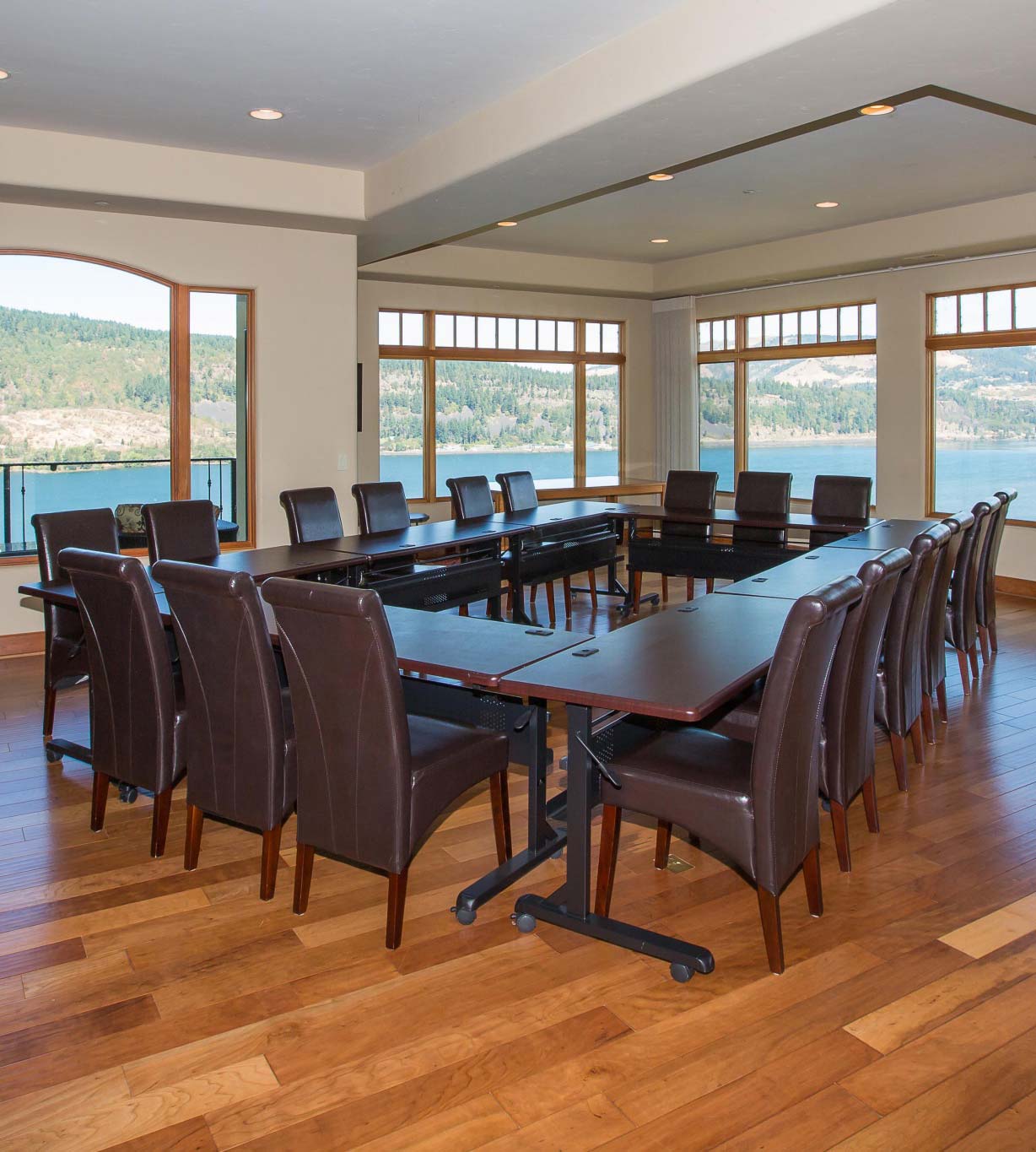 Meeting space with a boardroom setup